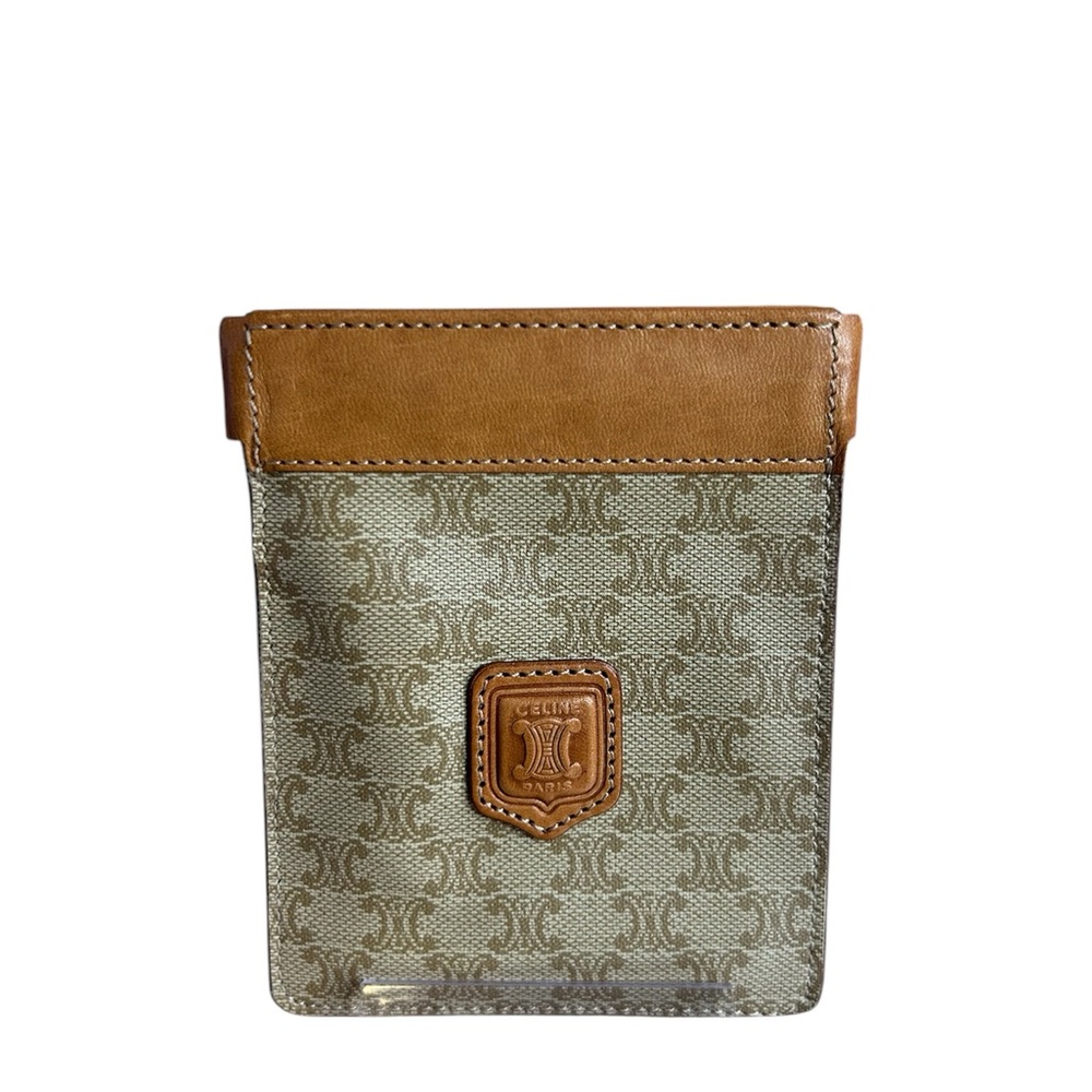 Celine Tan and Cream Monogram Card Holder